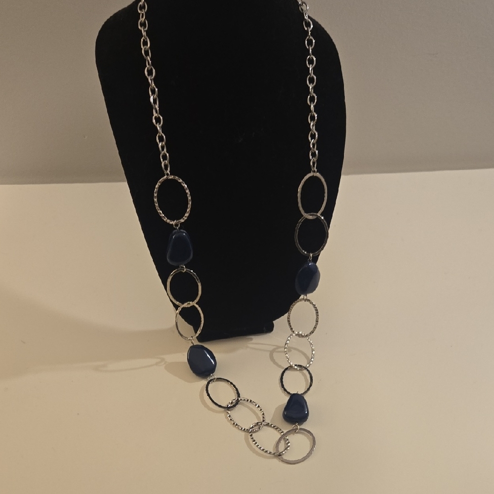Elegant Silver and Blue Necklace